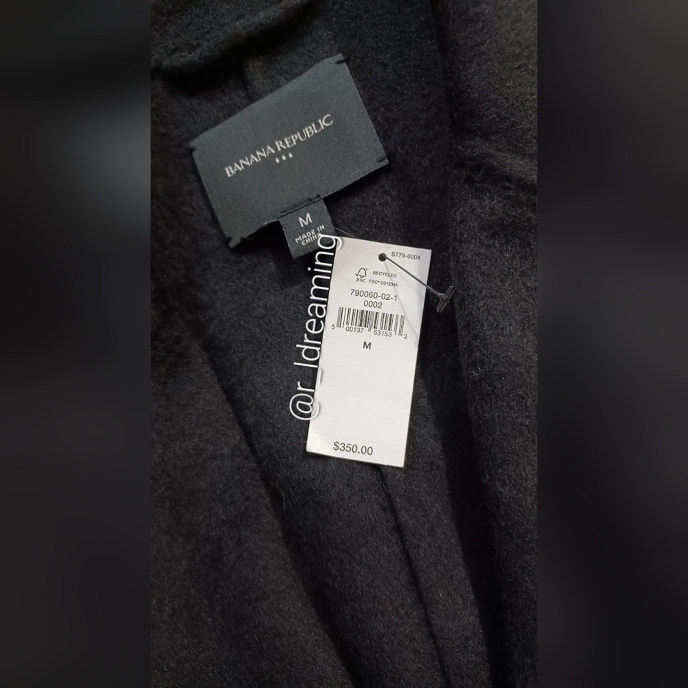 NWT Black Double Face Tie-Waist Coat Size M By Banana Republic Factory - Picture 7 of 7